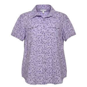 Back In The Saddle Lavender Floral Western Snap Shirt 100% Cotton Medium
